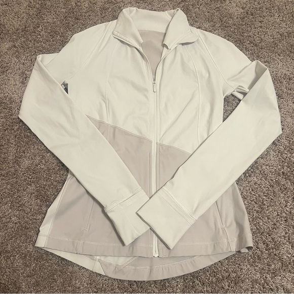 lululemon athletica Jackets & Blazers - {Lululemon} Define Jacket Asymmetrical White & Taupe Size 6